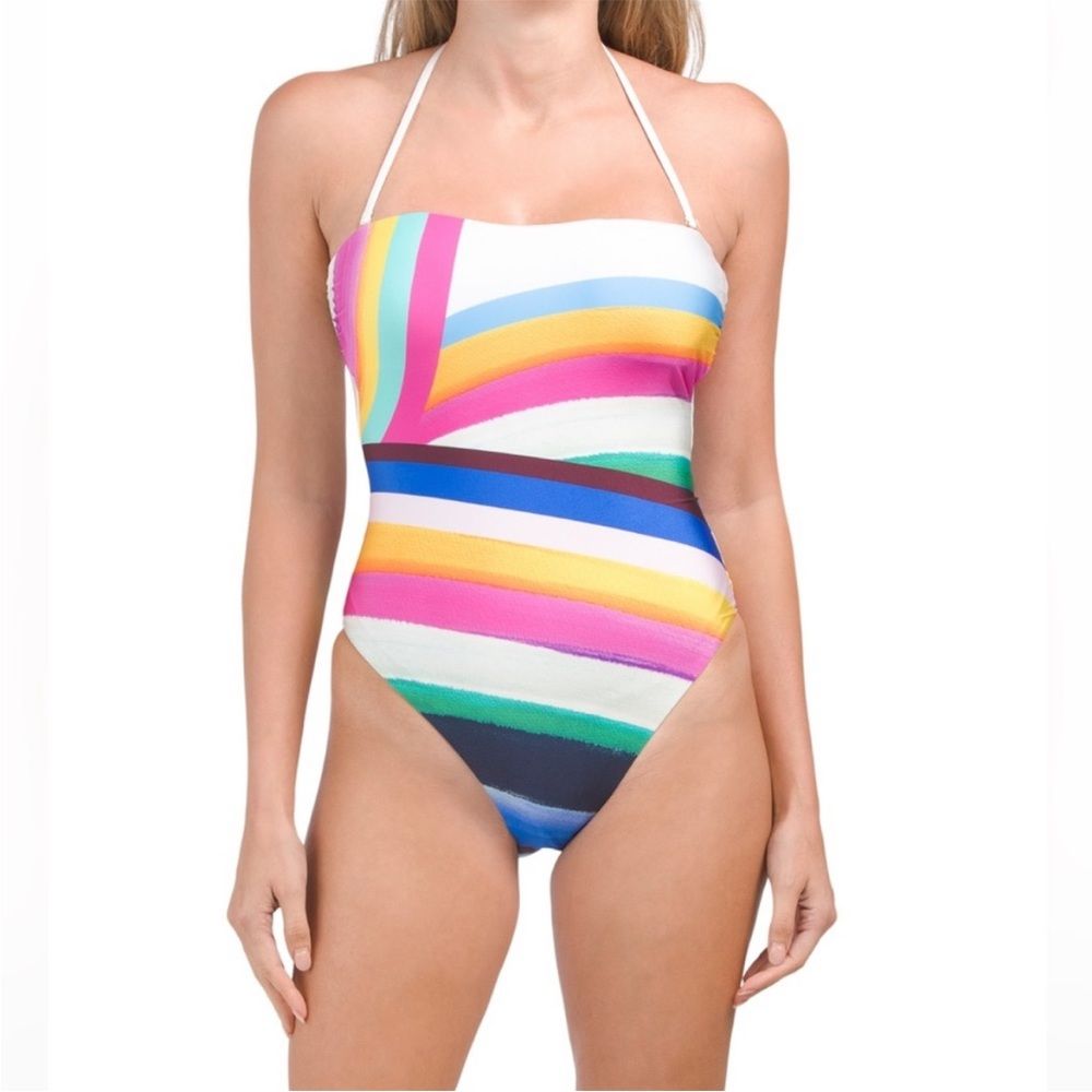 Sunshine 79 Womens Size 4 Rainbow Bandeau One-Piece Swimsuit